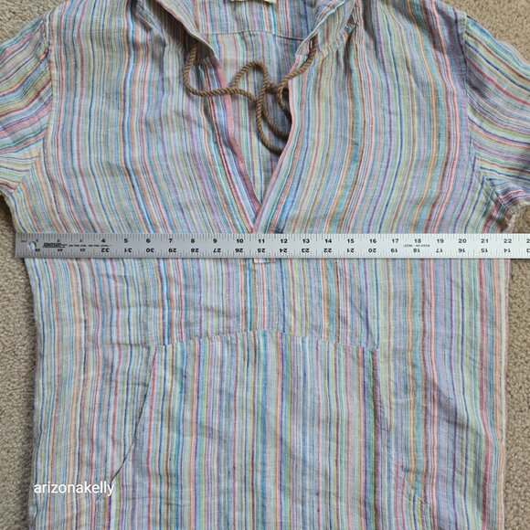 NWOT The Salting Linen Hoodie Tunic Coverup 0 Colorful Stripe - Picture 8 of 11